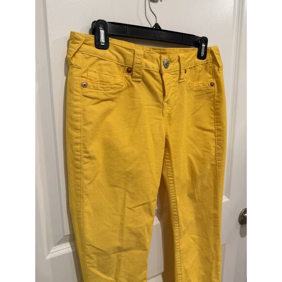 True Religion Shannon Pants Women's 28 Yellow Corduroy Stretch Skinny Leg Preppy - Picture 10 of 11